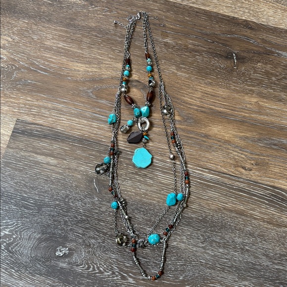 Jewelry - Woman’s Turquoise and Brown Multi-Layer Necklace